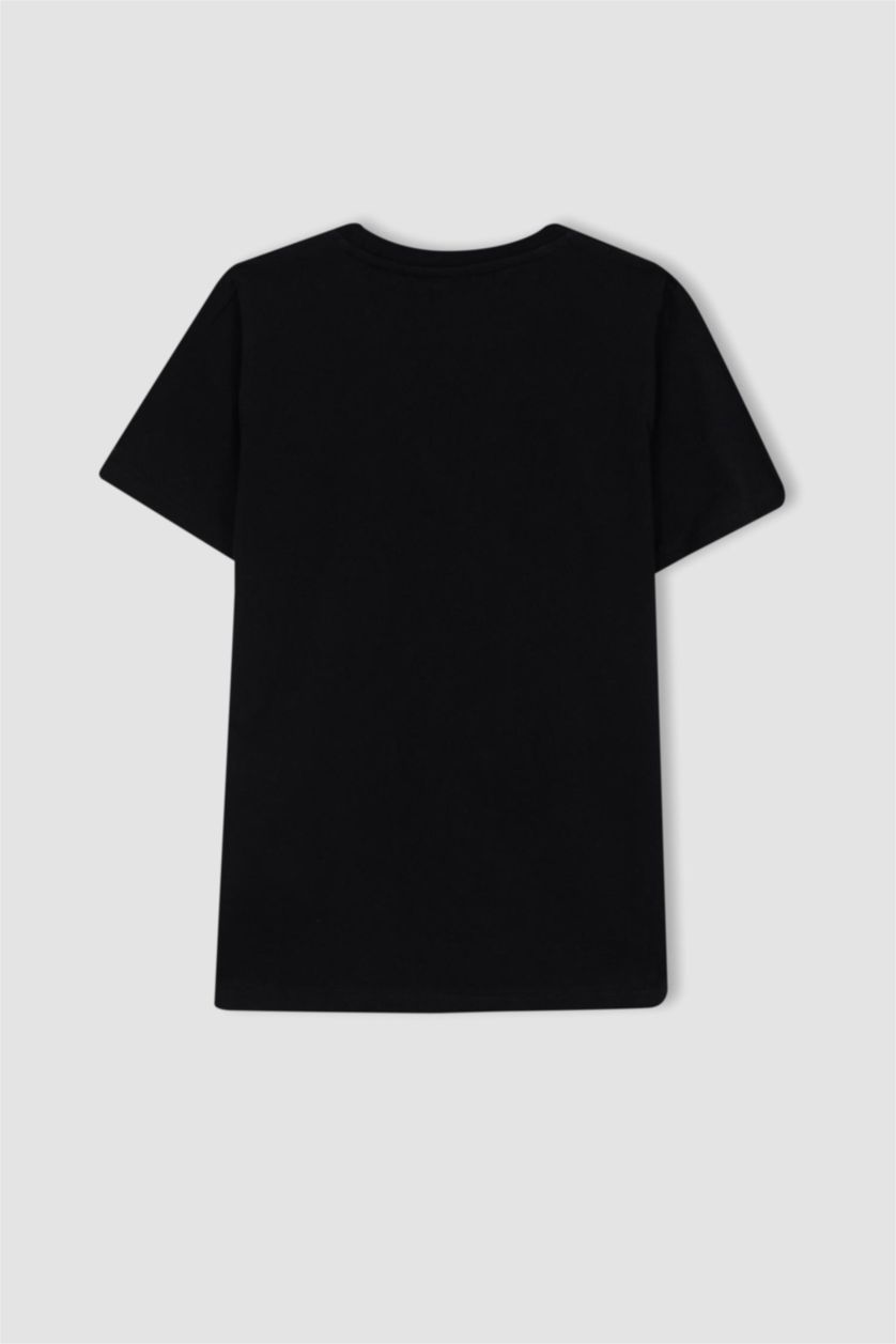 BOYS & TEENS Black Boy Defacto Fit NBA Licensed Regular Fit Crew Neck Short Sleeved T-Shirt