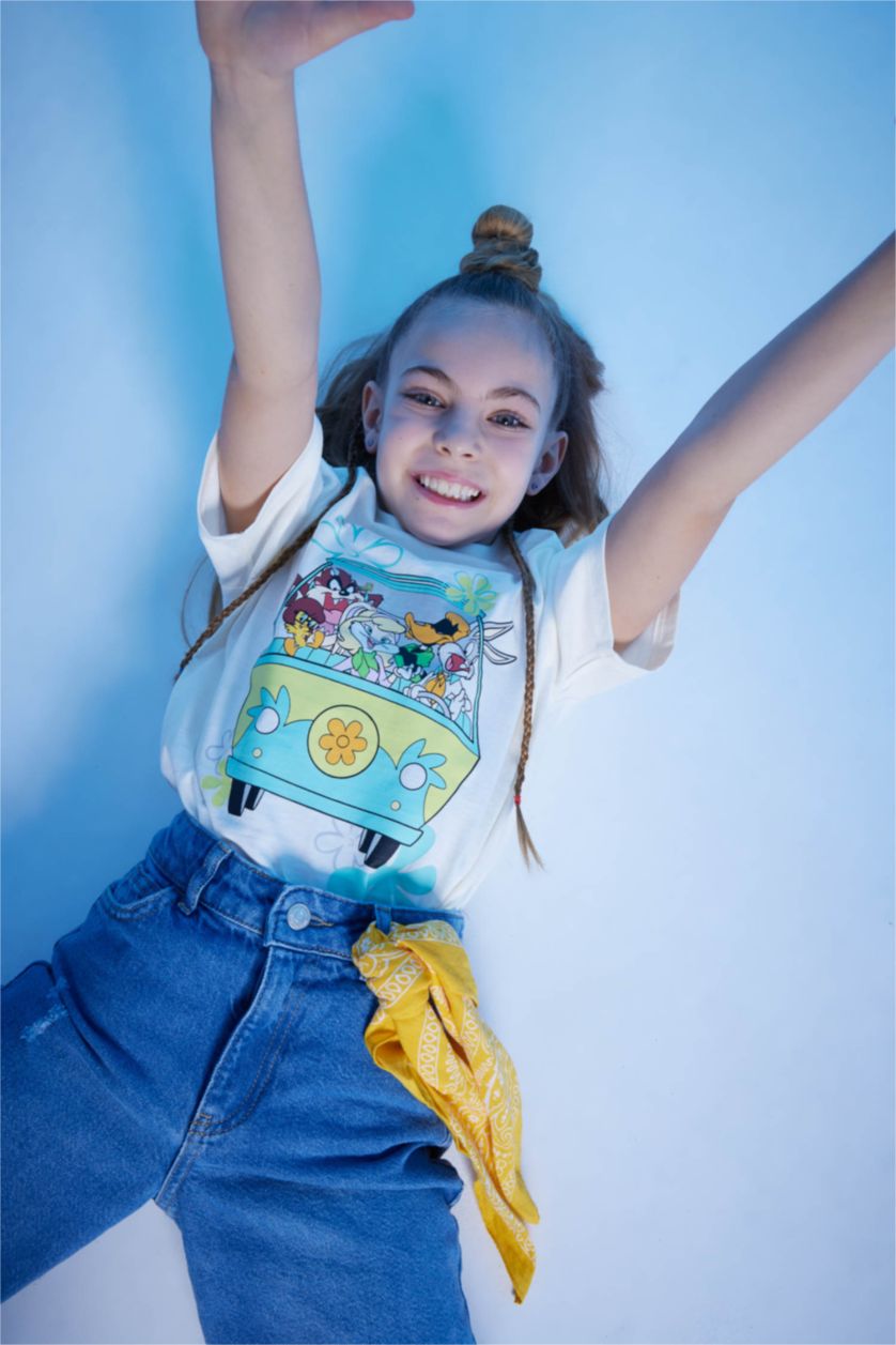 GIRLS & TEENS Ecru تيشيرت نص كم اوفر سايز