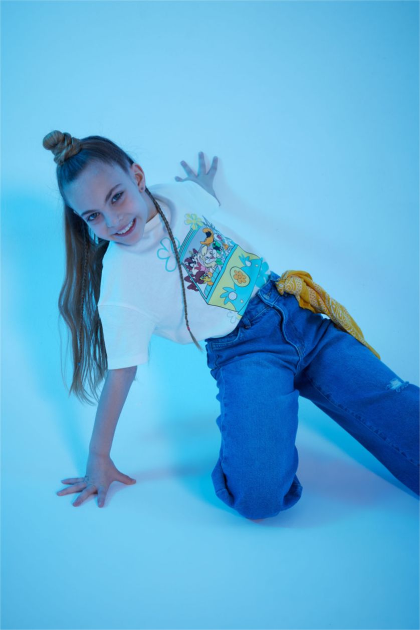 GIRLS & TEENS Ecru تيشيرت نص كم اوفر سايز