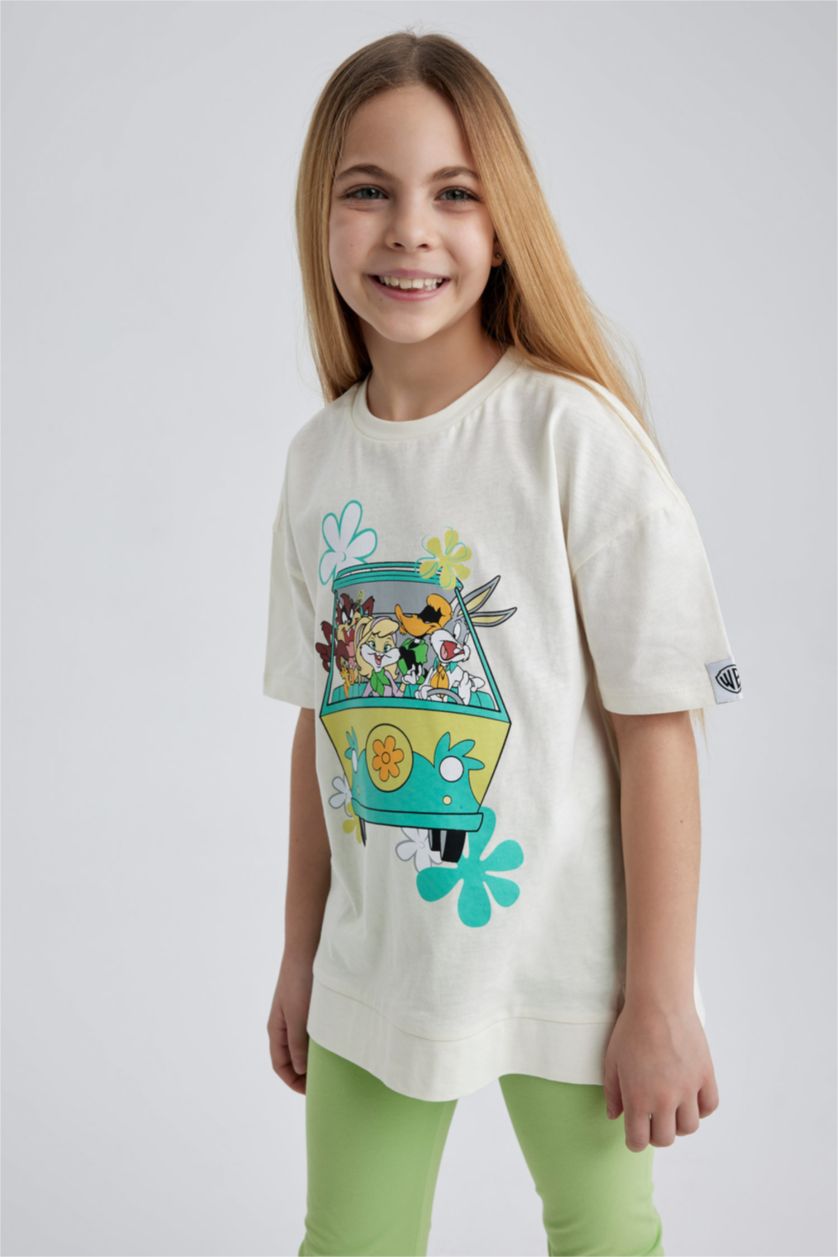 GIRLS & TEENS Ecru تيشيرت نص كم اوفر سايز