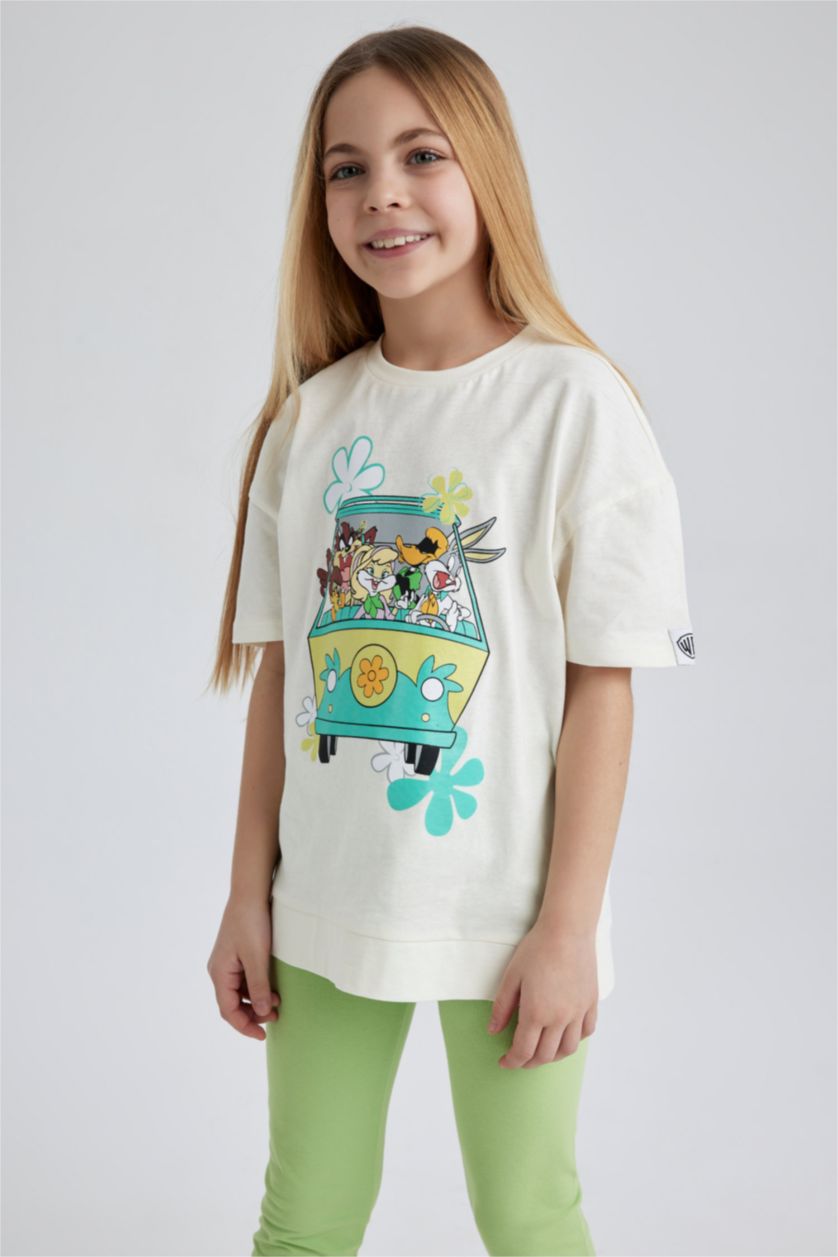 GIRLS & TEENS Ecru تيشيرت نص كم اوفر سايز