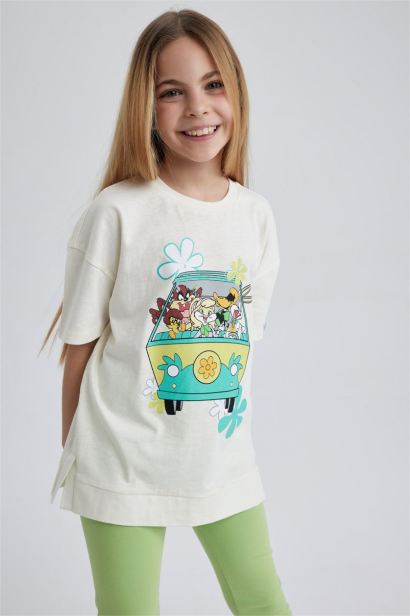 GIRLS & TEENS Ecru تيشيرت نص كم اوفر سايز