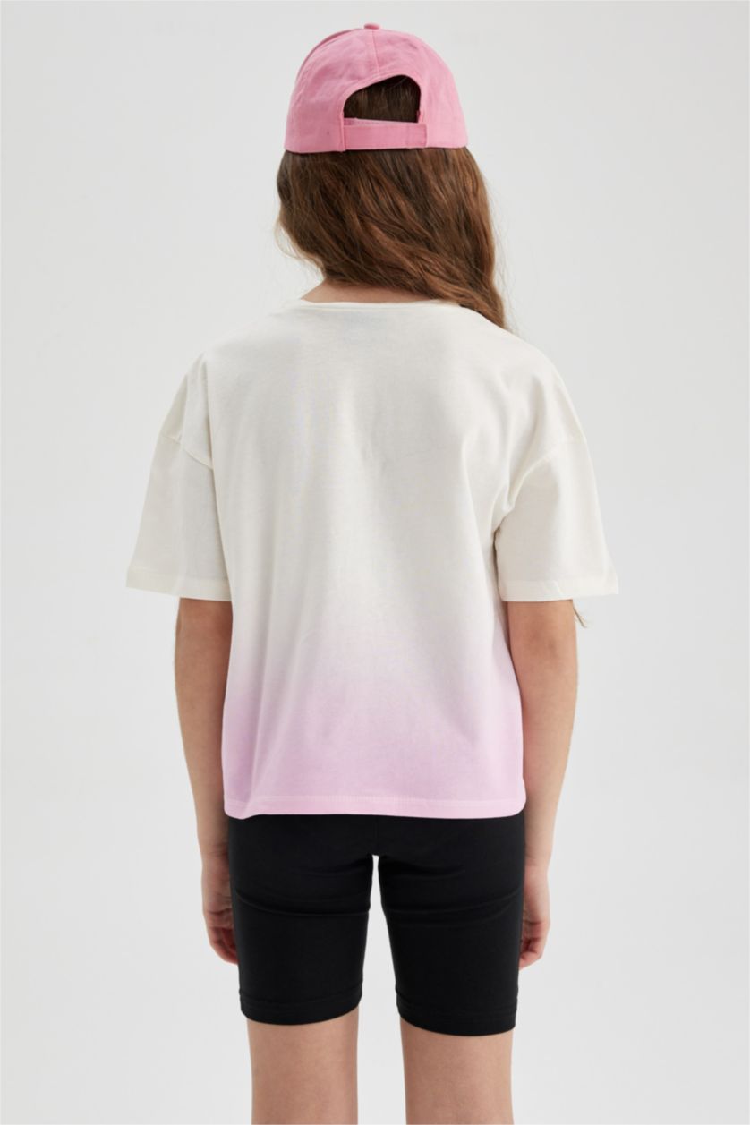 بنات بيج فاتح تي شيرت بناتي نص كم قصة مريحة