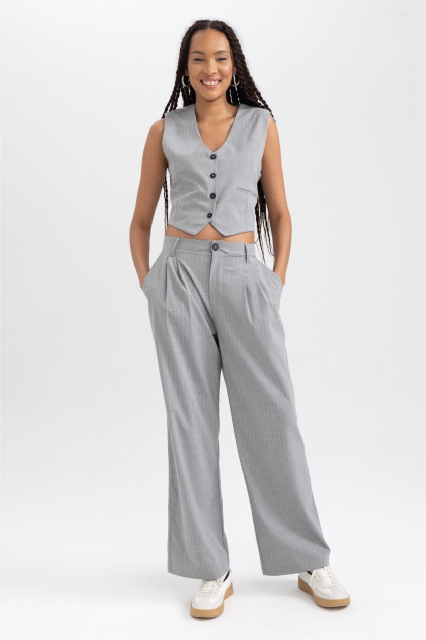 WOMAN Light Grey Melange Regular Fit Vest