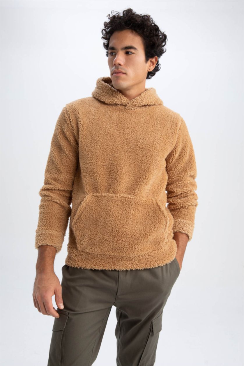 Man Camel Regular Fit fleece Sweatshirt