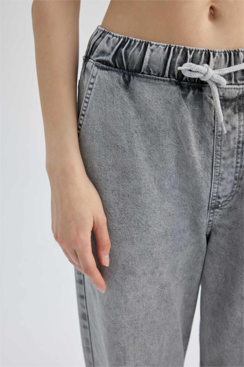 WOMAN Grey Jogger Fit High Waist Comfortable Fit Waist Leg Long Jeans