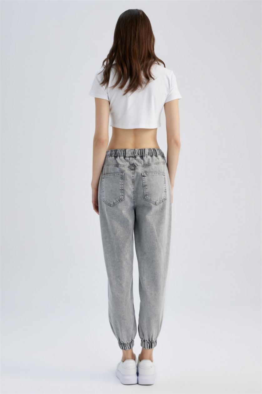 WOMAN Grey Jogger Fit High Waist Comfortable Fit Waist Leg Long Jeans
