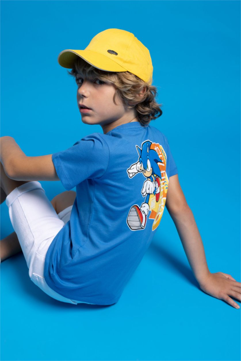 Boys & Teens Blue Boy Sonic the Hedgehog Regular Fit Crew Neck Short Sleeve T-Shirt