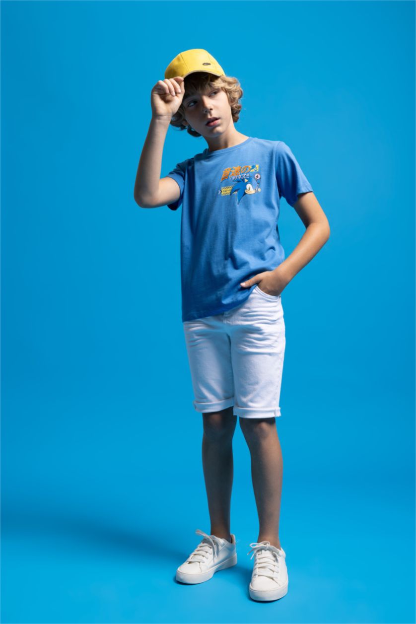 Boys & Teens Blue Boy Sonic the Hedgehog Regular Fit Crew Neck Short Sleeve T-Shirt