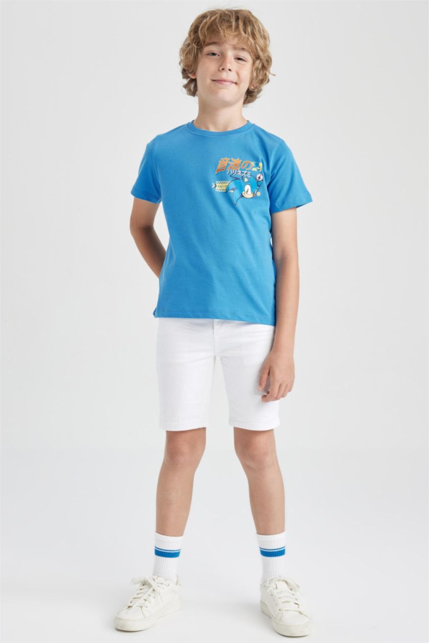 Boys & Teens Blue Boy Sonic the Hedgehog Regular Fit Crew Neck Short Sleeve T-Shirt
