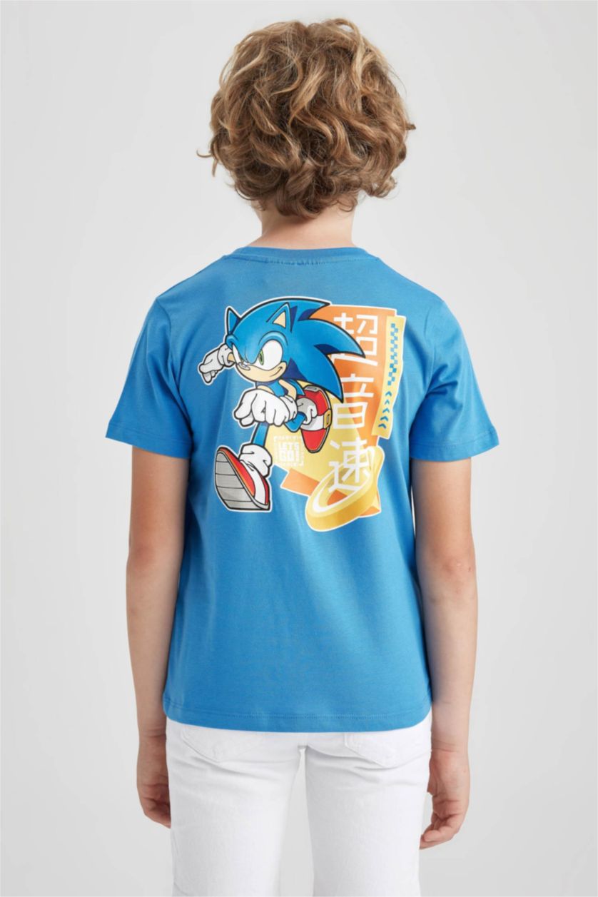Boys & Teens Blue Boy Sonic the Hedgehog Regular Fit Crew Neck Short Sleeve T-Shirt