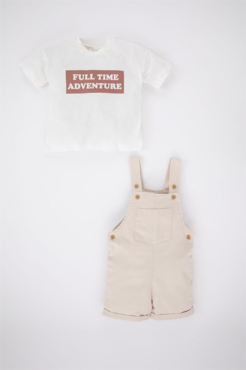 BABY BOY Ecru 2 piece Regular Fit Slogan Set