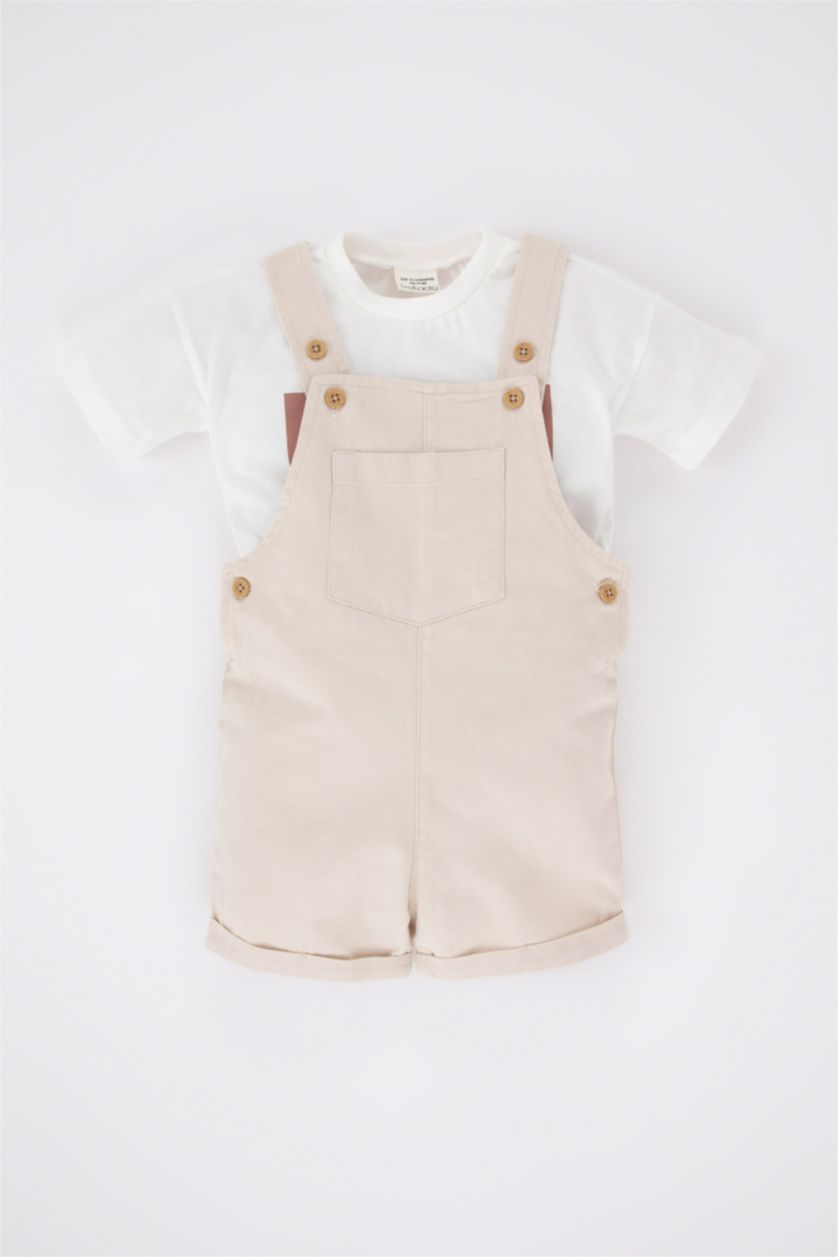 BABY BOY Ecru 2 piece Regular Fit Slogan Set