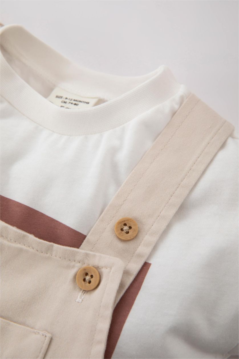 BABY BOY Ecru 2 piece Regular Fit Slogan Set