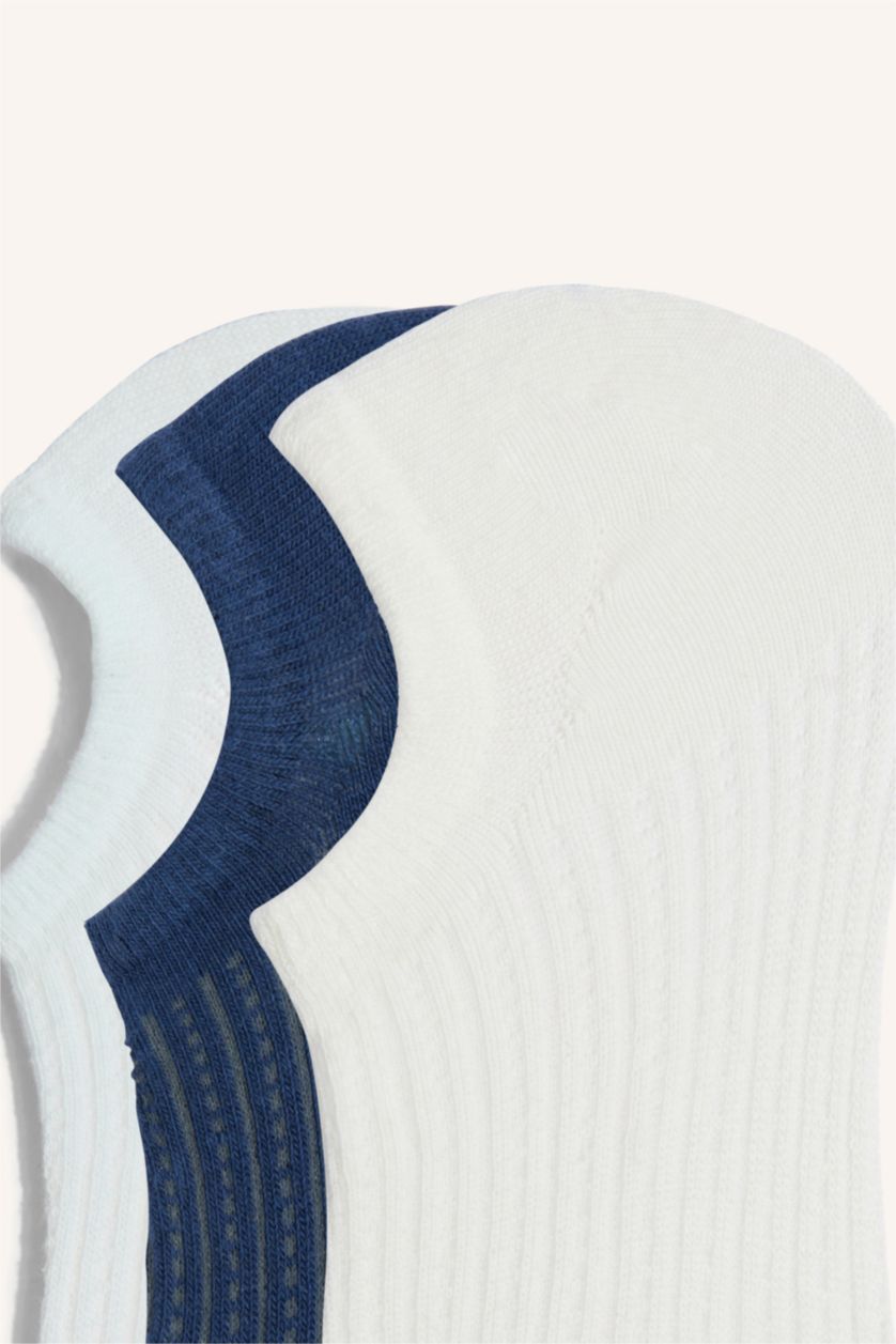 Women Blue Woman Invisible 3 Piece Cotton Sneaker Socks