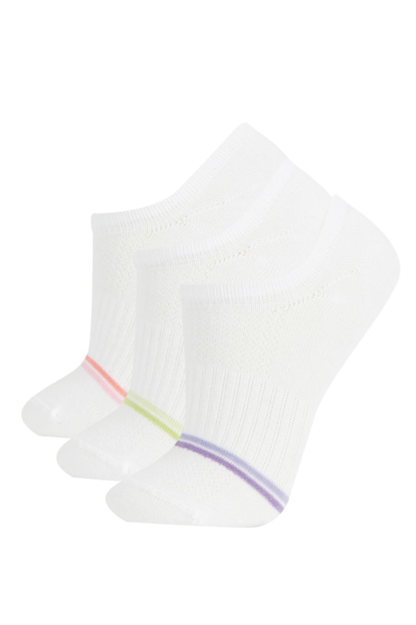 WOMAN White 3 piece Cotton Step Socks