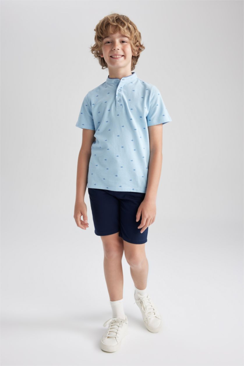 BOYS & TEENS Blue Boy Pique Short Sleeve Polo T-Shirt