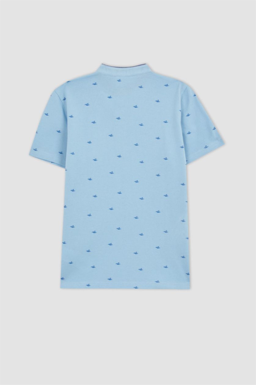 BOYS & TEENS Blue Boy Pique Short Sleeve Polo T-Shirt