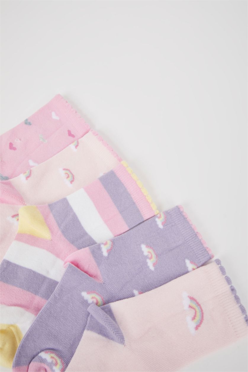 FILLES Rose Lot de 5 paires de chaussettes longues en coton pour fille