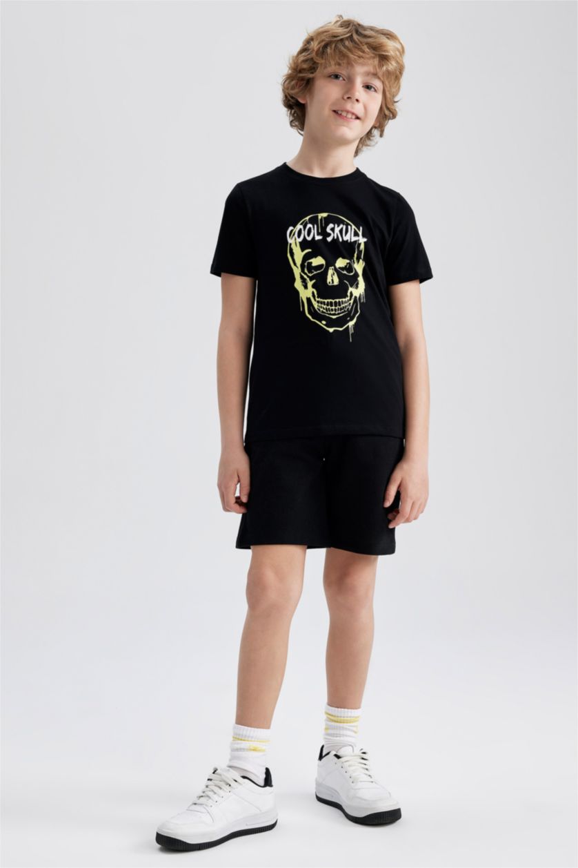 BOYS & TEENS Black Boys Short Sleeved 2-piece Set