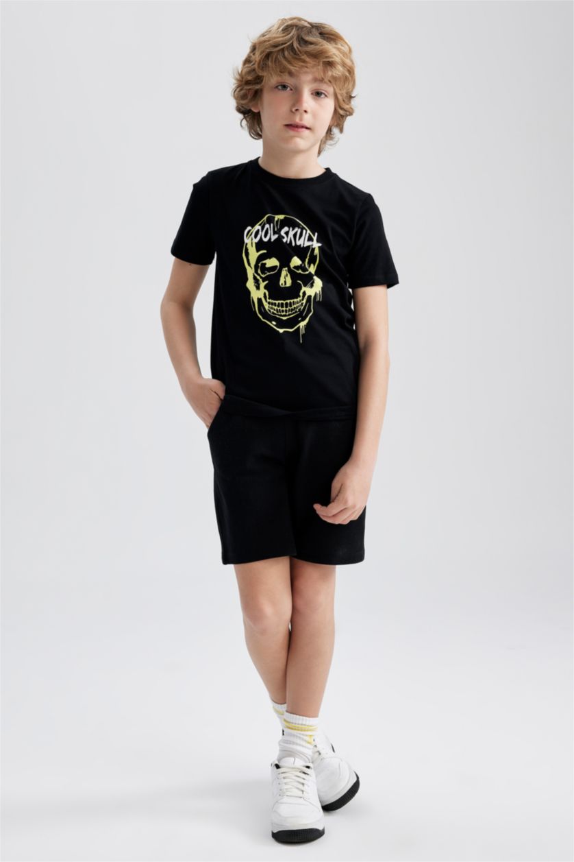 BOYS & TEENS Black Boys Short Sleeved 2-piece Set