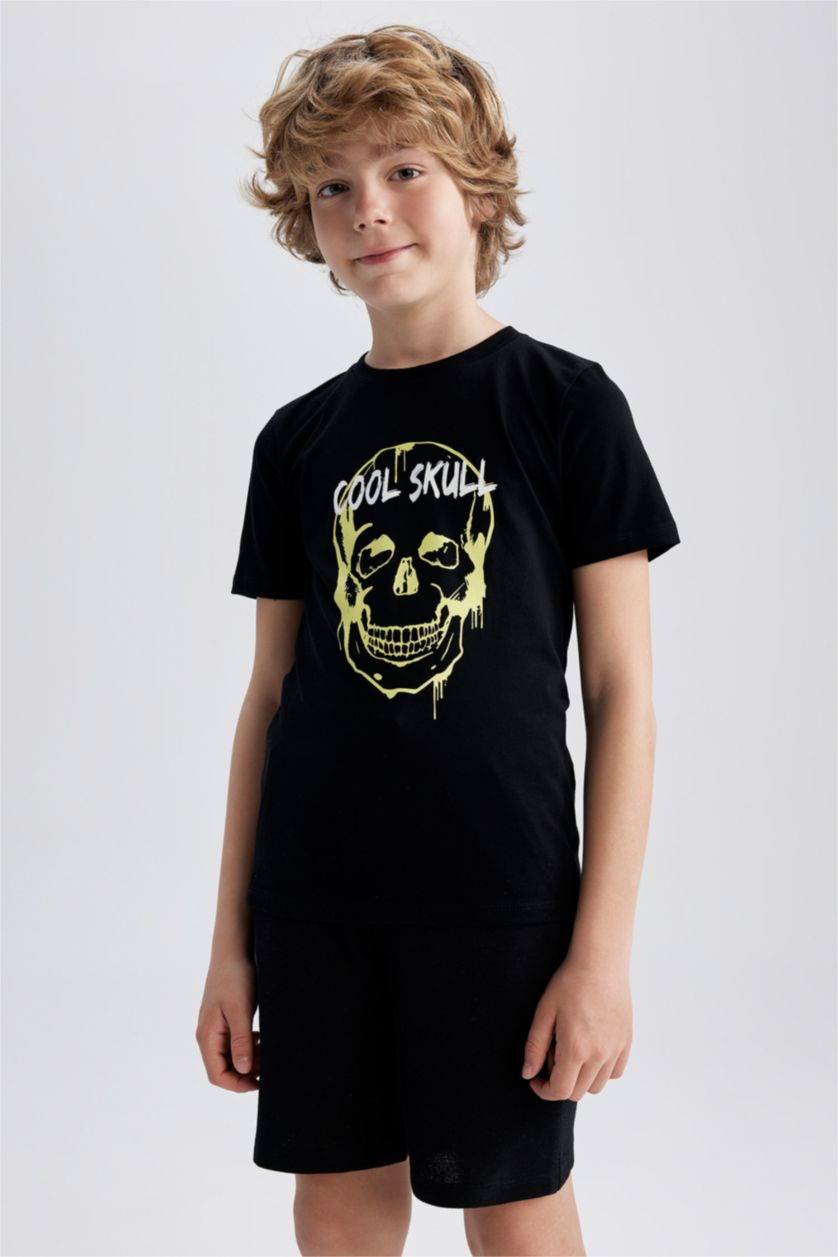 BOYS & TEENS Black Boys Short Sleeved 2-piece Set