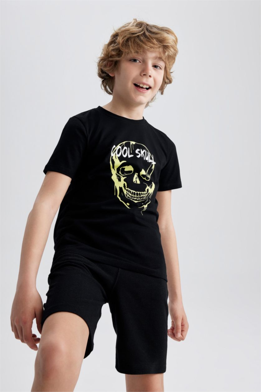 BOYS & TEENS Black Boys Short Sleeved 2-piece Set