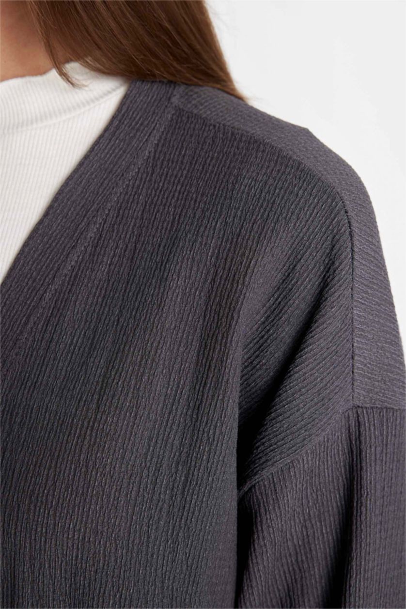 FEMME Anthracite Kimono à col châle à Coupe décontractée