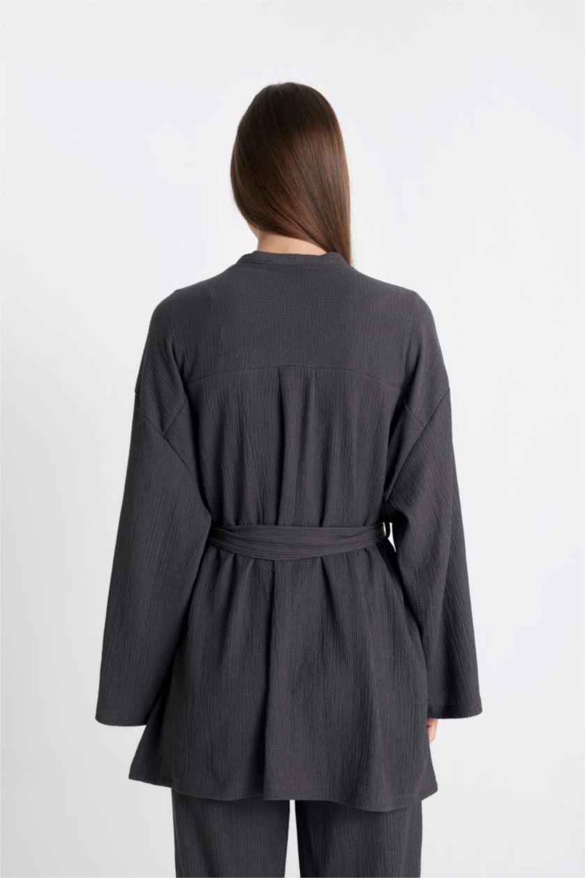 FEMME Anthracite Kimono à col châle à Coupe décontractée