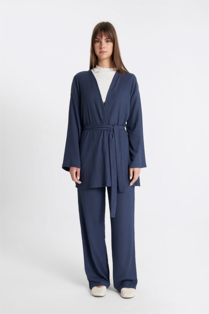 FEMME Marin Kimono à col châle à Coupe décontractée