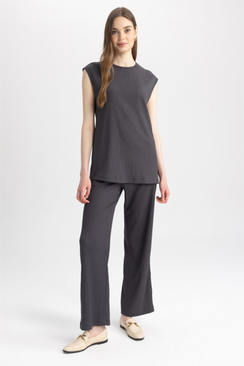 FEMME Anthracite Tunique sans manches à Col rond Coupe régulière