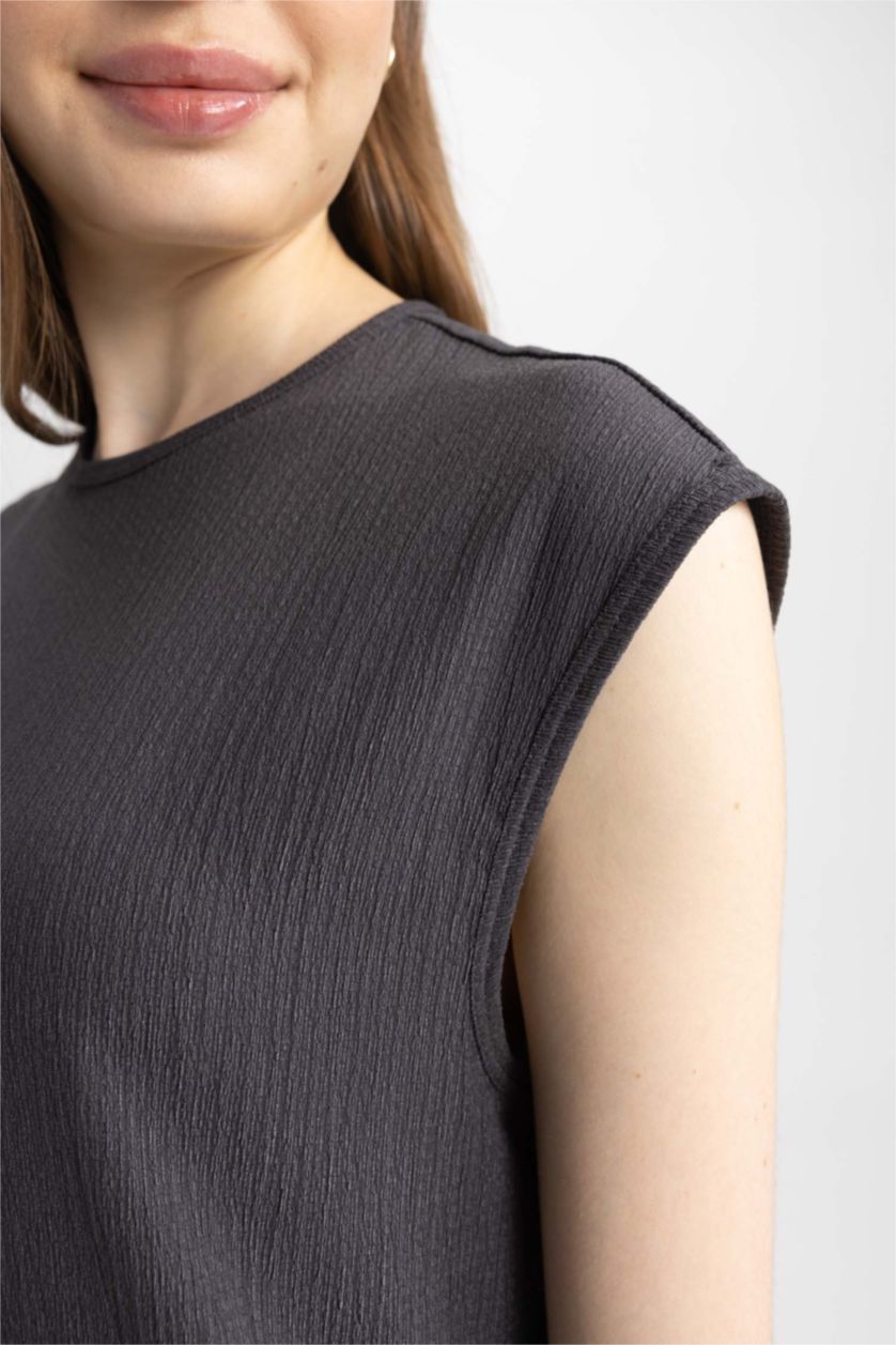 FEMME Anthracite Tunique sans manches à Col rond Coupe régulière