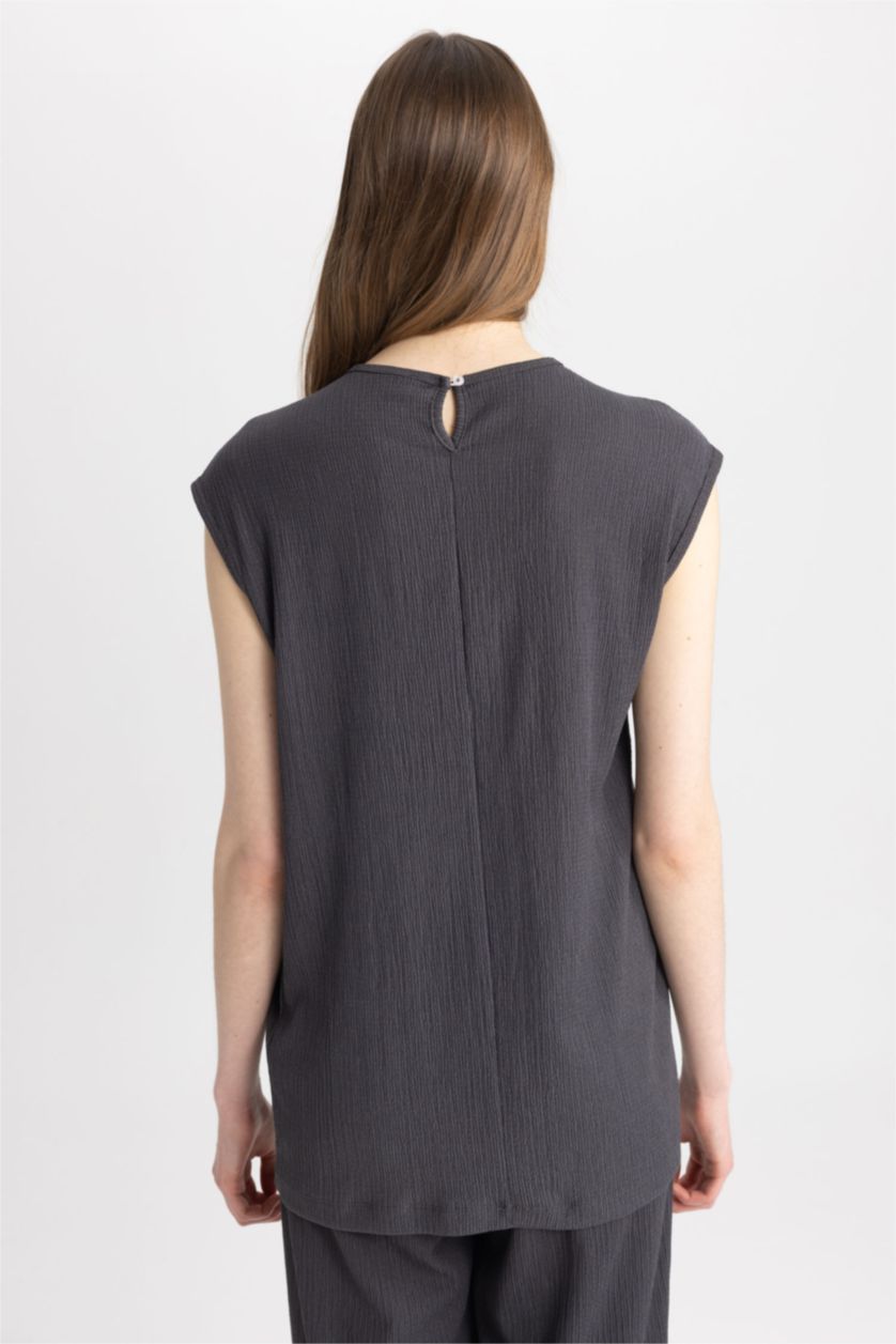 FEMME Anthracite Tunique sans manches à Col rond Coupe régulière