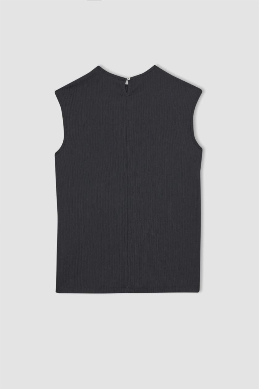 FEMME Anthracite Tunique sans manches à Col rond Coupe régulière