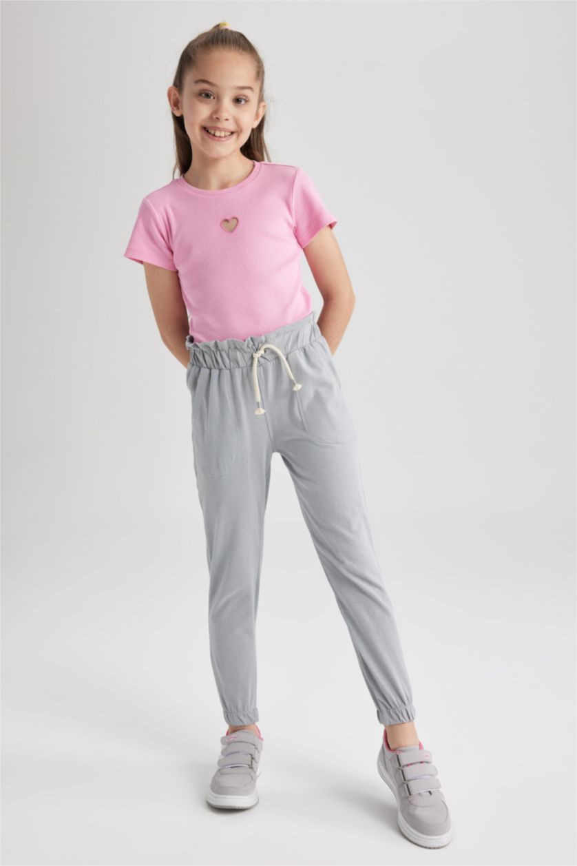 بنات رمادي بنطلون بناتي جيرسي جوجر