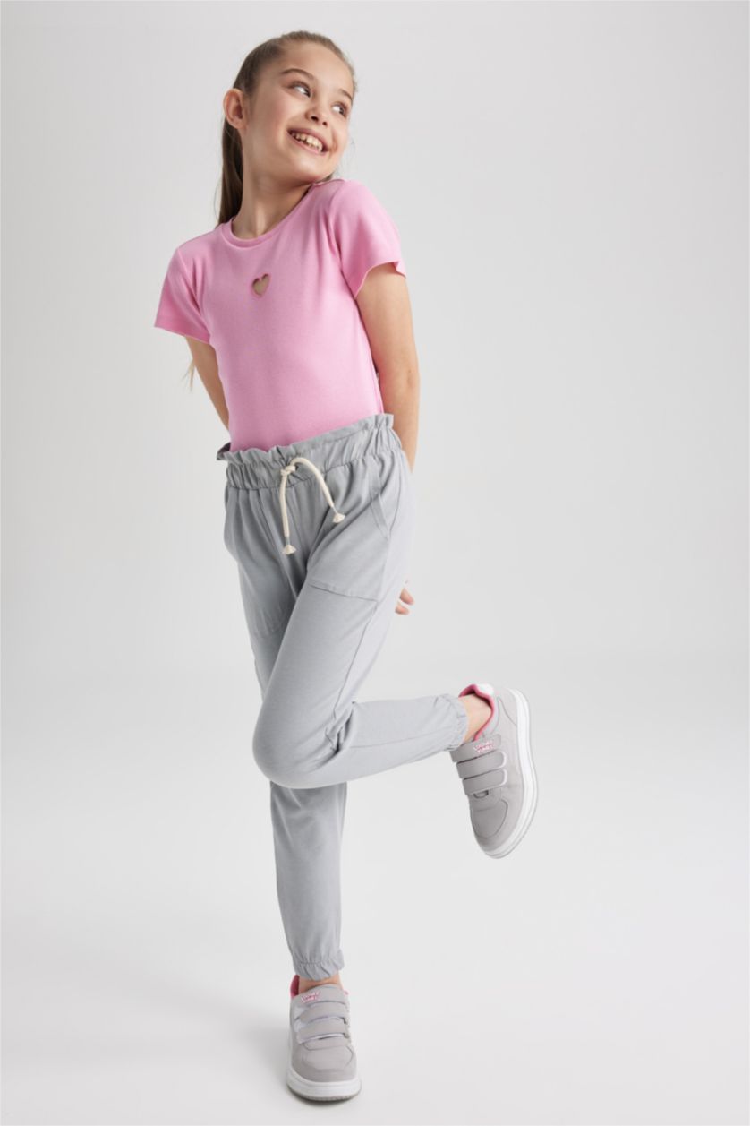 بنات رمادي بنطلون بناتي جيرسي جوجر