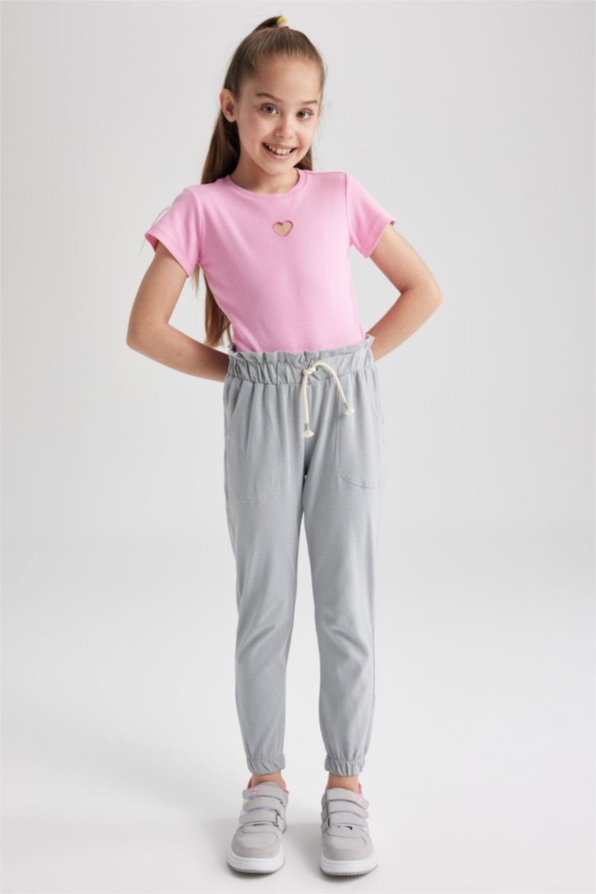 بنات رمادي بنطلون بناتي جيرسي جوجر