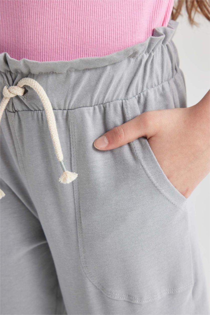 بنات رمادي بنطلون بناتي جيرسي جوجر