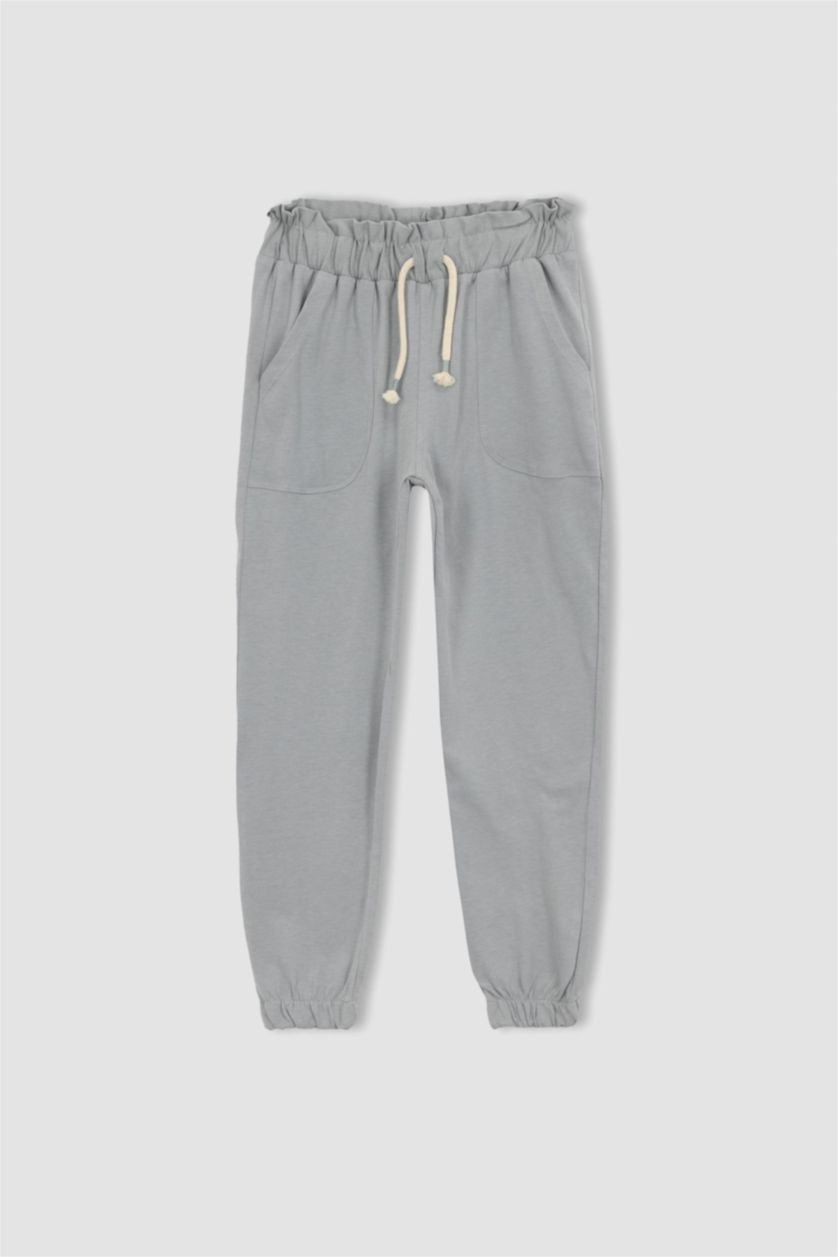 بنات رمادي بنطلون بناتي جيرسي جوجر