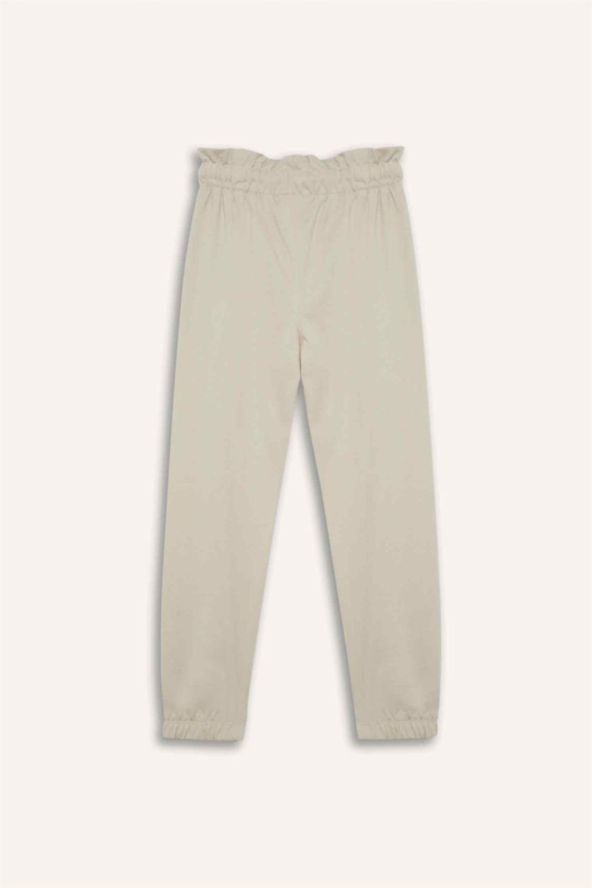 Kız Çocuk - Genç Kız Açık Bej Beli Lastikli Cepli Jogger Eşofman Altı Kız Çocuk