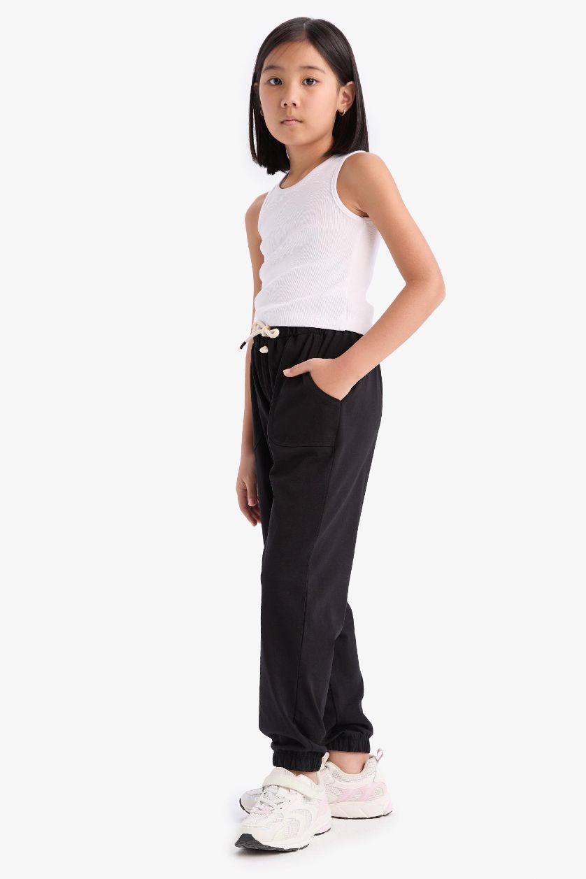 Kız Çocuk - Genç Kız Siyah Beli Lastikli Cepli Jogger Eşofman Altı Kız Çocuk