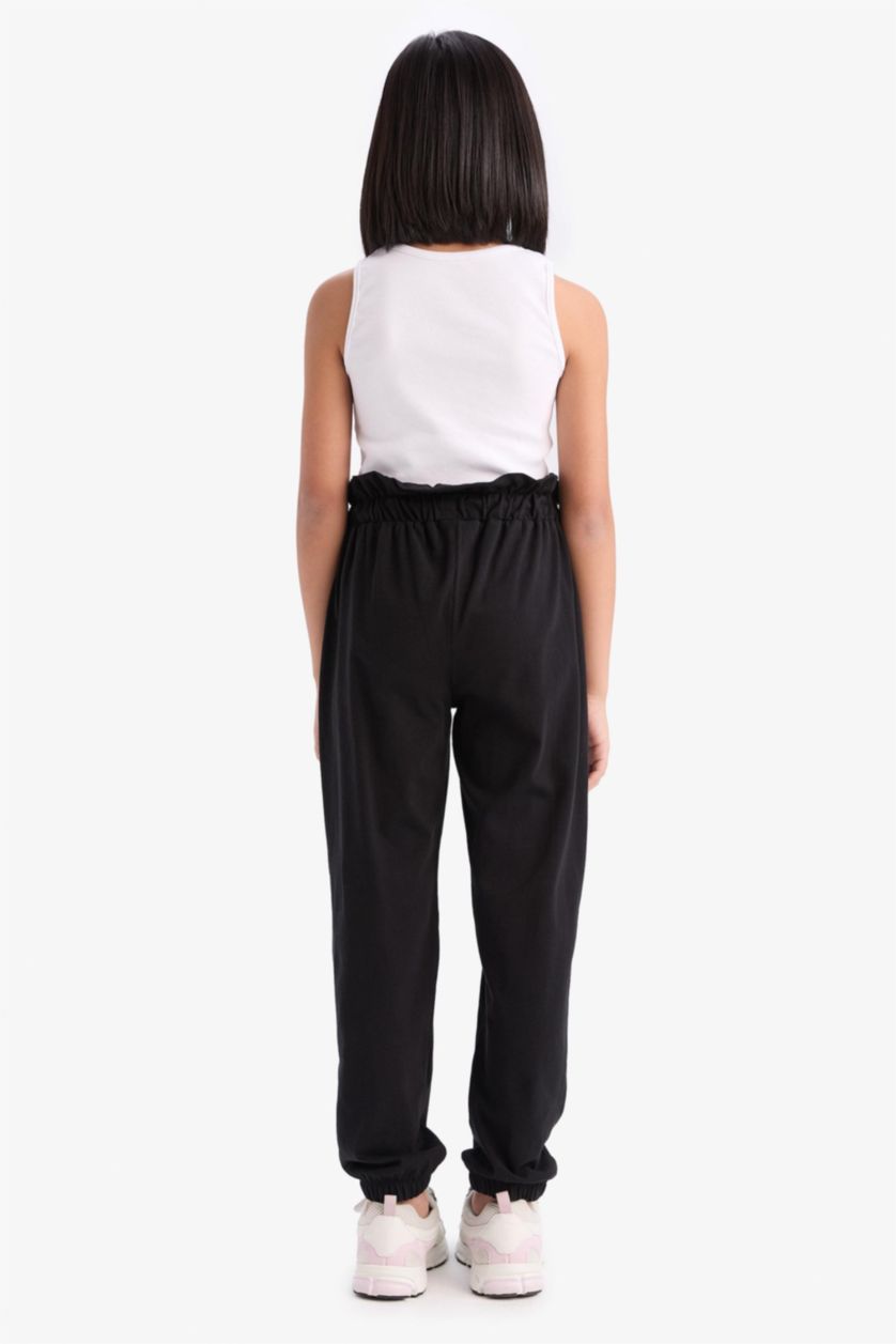 Kız Çocuk - Genç Kız Siyah Beli Lastikli Cepli Jogger Eşofman Altı Kız Çocuk