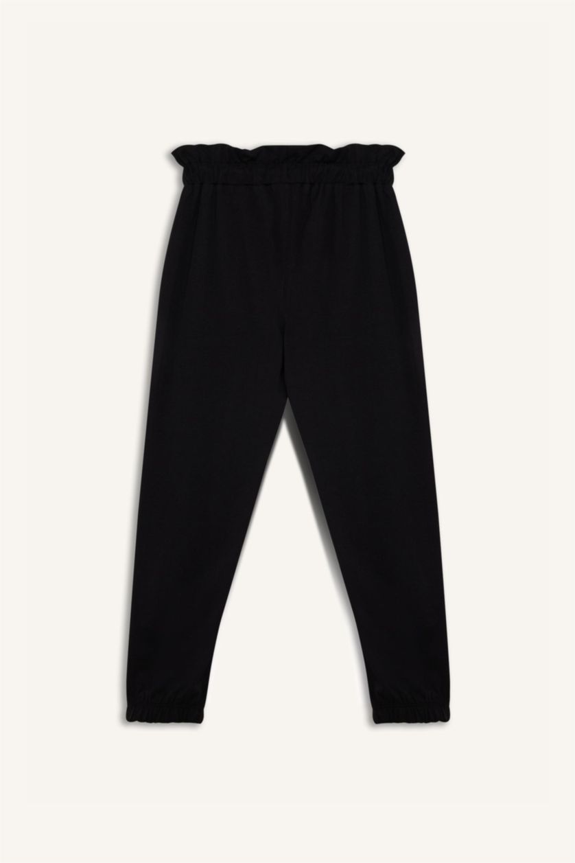 Kız Çocuk - Genç Kız Siyah Beli Lastikli Cepli Jogger Eşofman Altı Kız Çocuk
