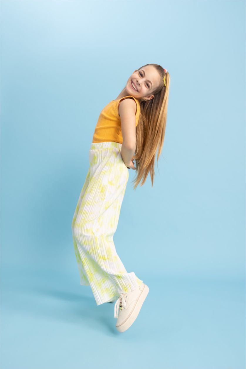 Girls & Teens Light Yellow Girl Wide Leg Trousers