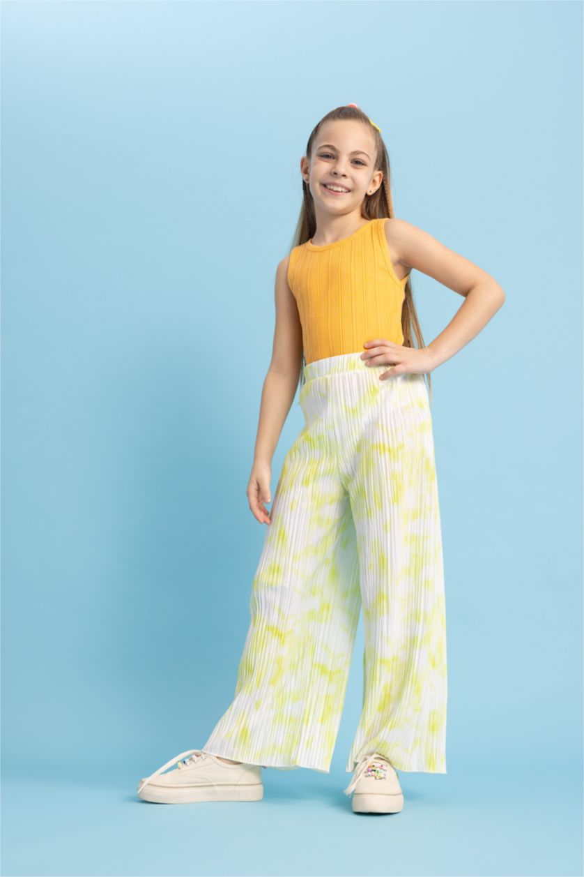 Girls & Teens Light Yellow Girl Wide Leg Trousers