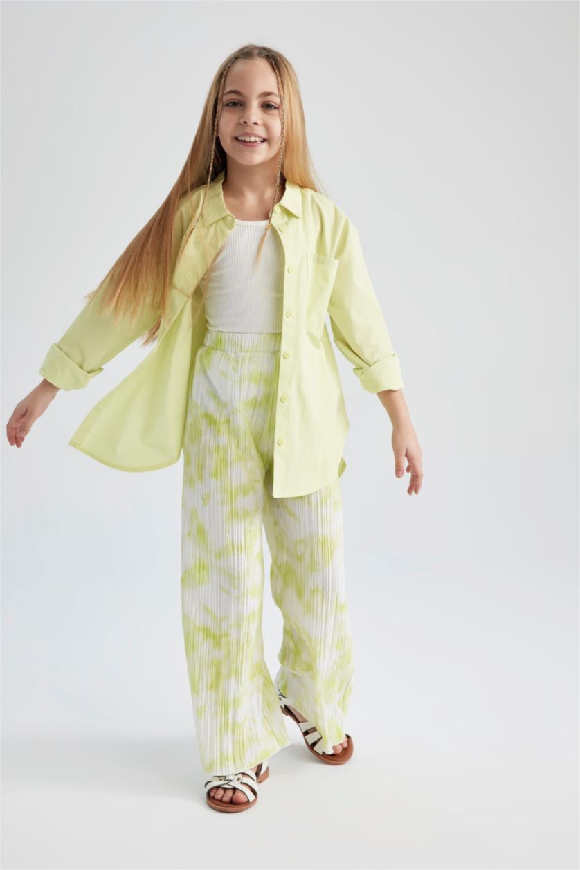 Girls & Teens Light Yellow Girl Wide Leg Trousers