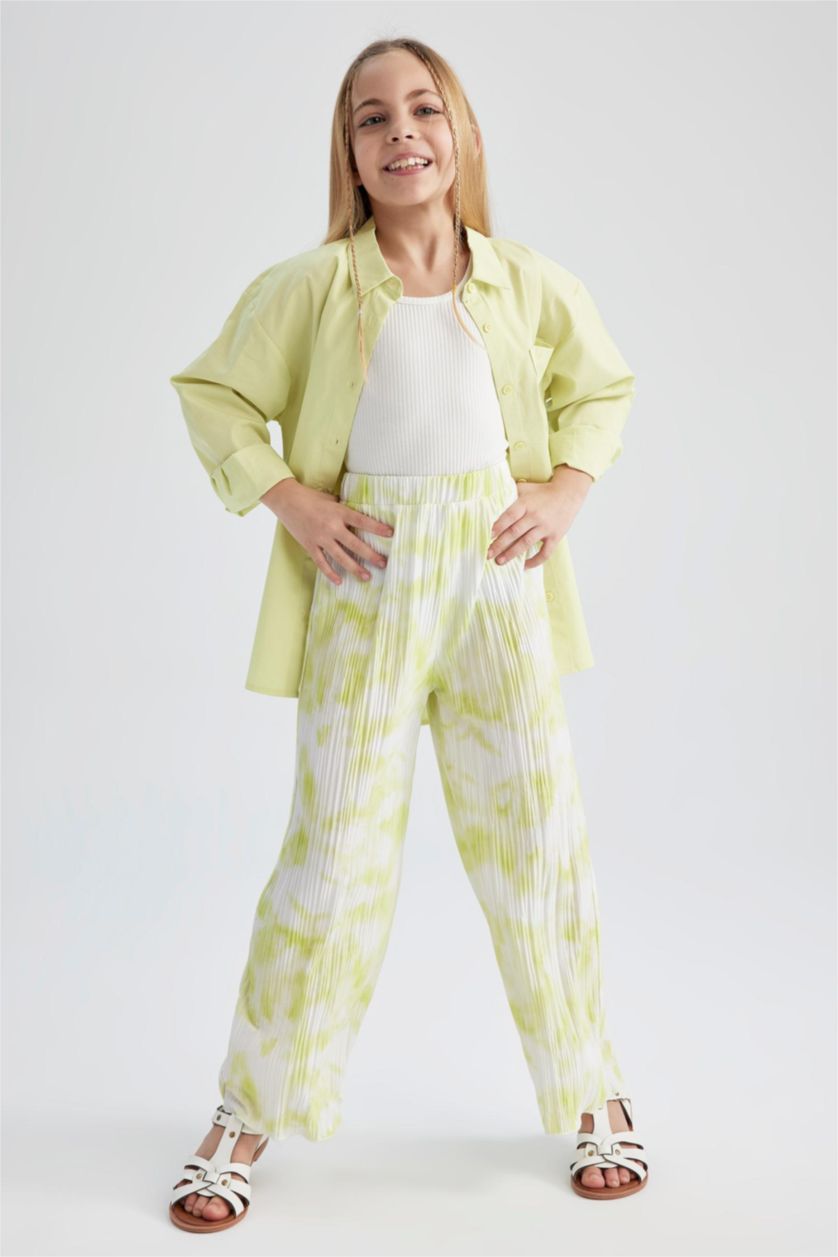 Girls & Teens Light Yellow Girl Wide Leg Trousers