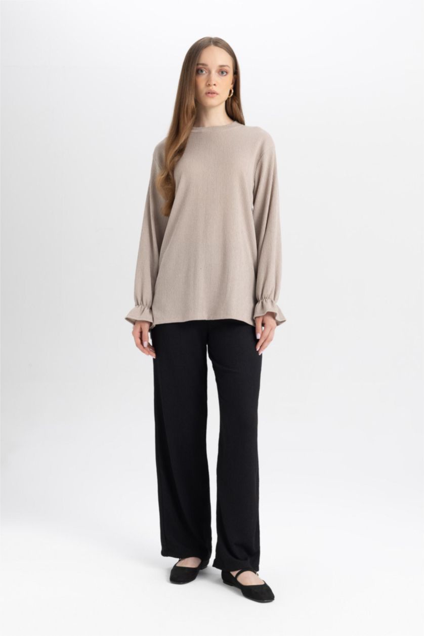 FEMME Noir Pantalon Casual noir à coupe décontractée