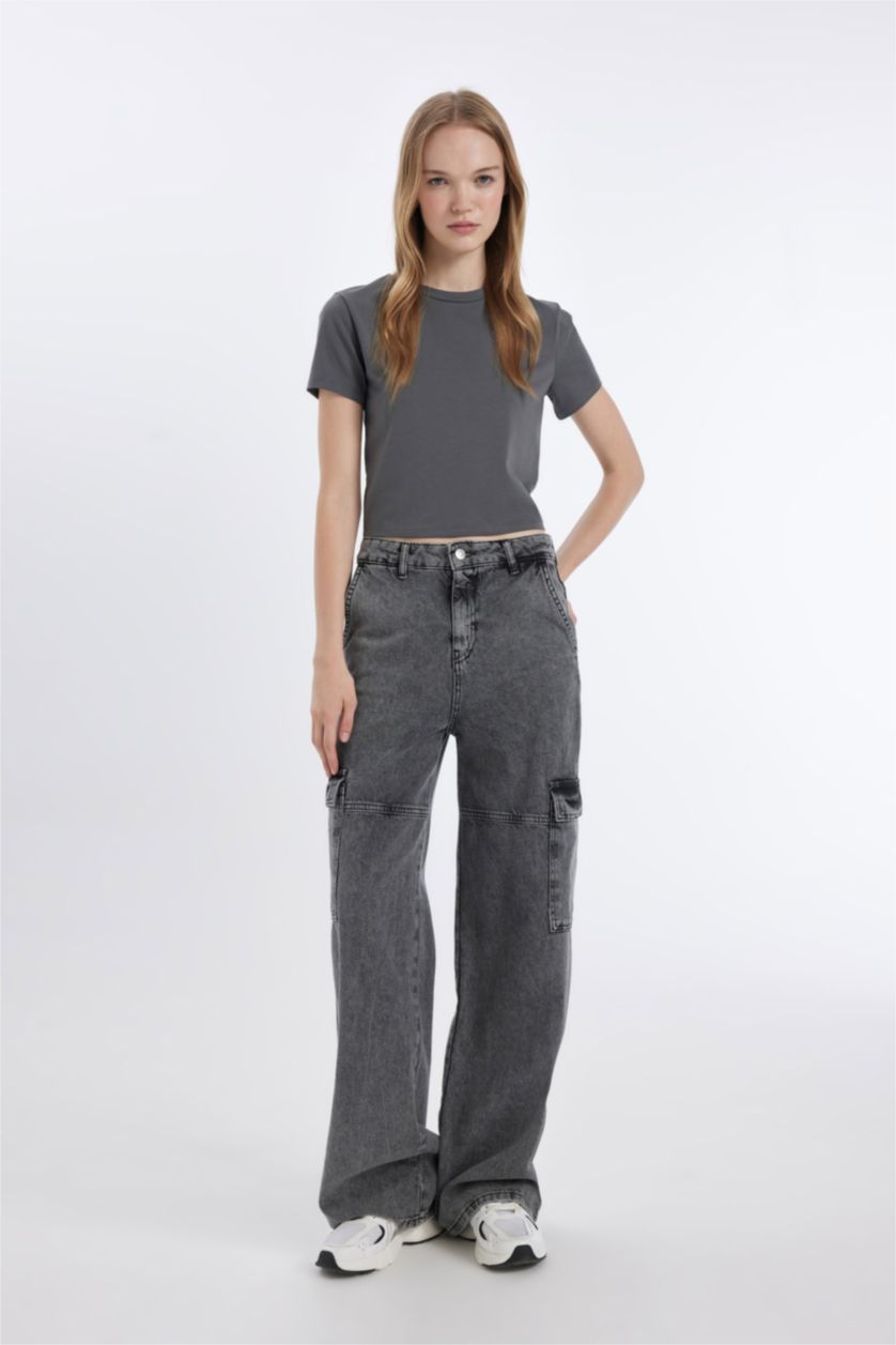 WOMAN Grey Slim Fit Short Sleeve T-Shirt