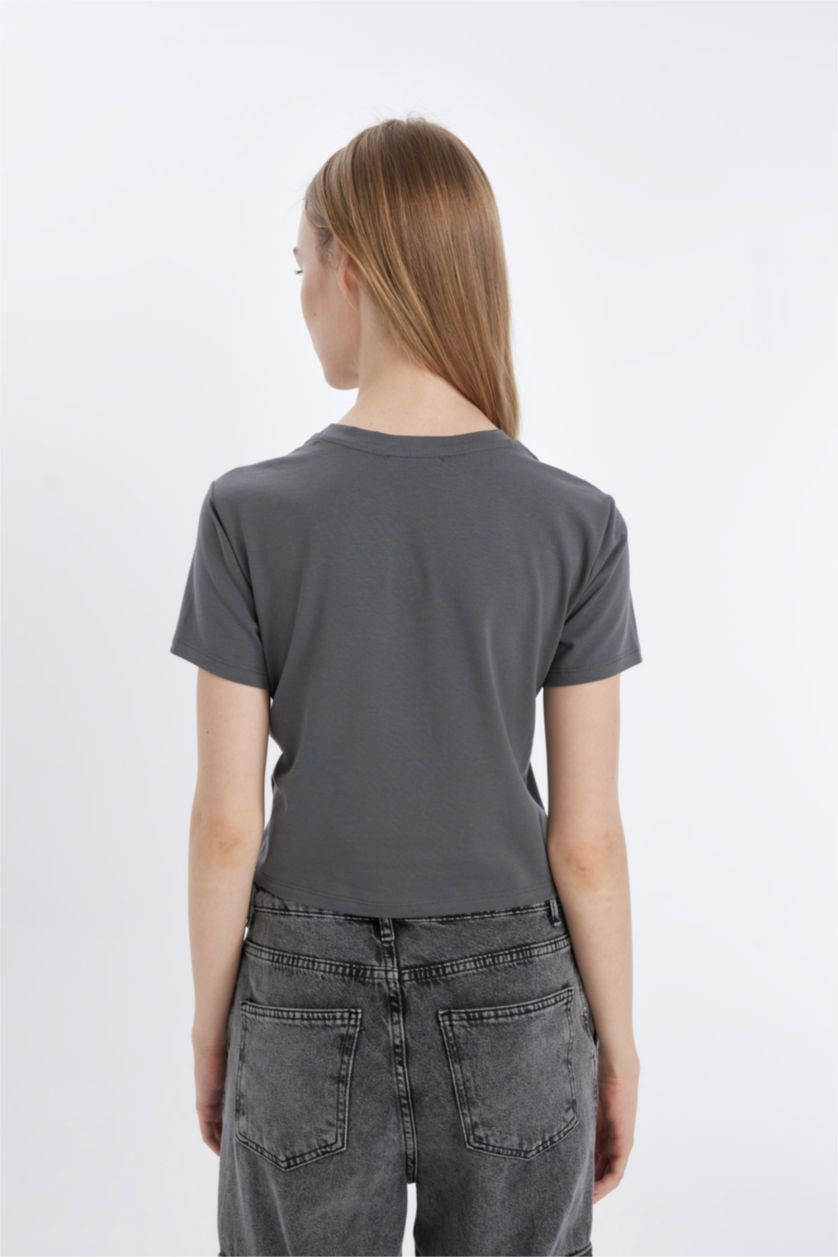 WOMAN Grey Slim Fit Short Sleeve T-Shirt